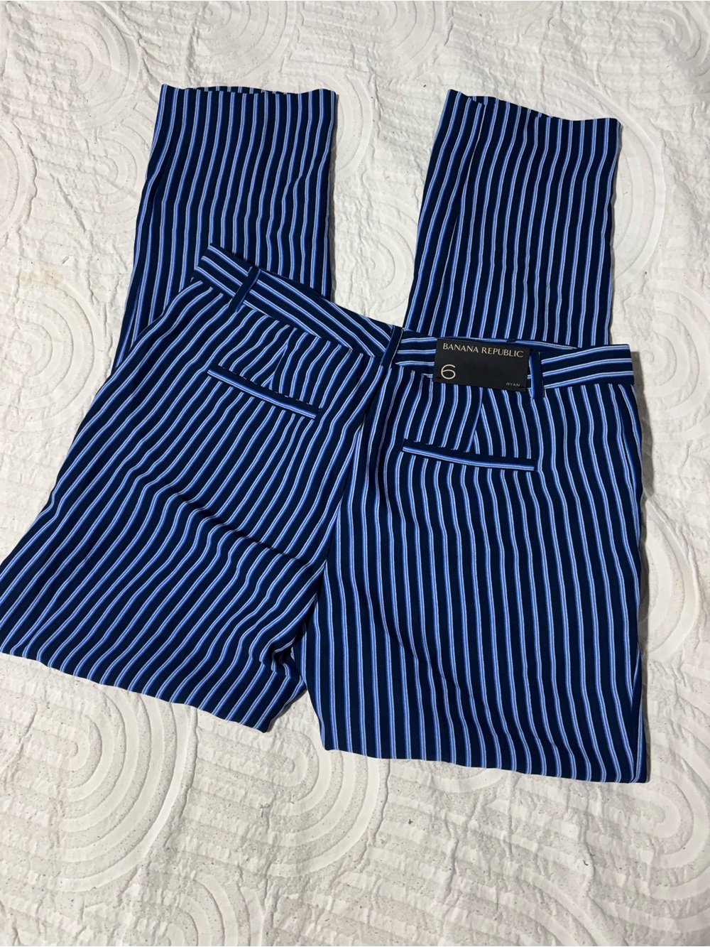 Banana Republic Navy and Light Blue Striped Dress Pants